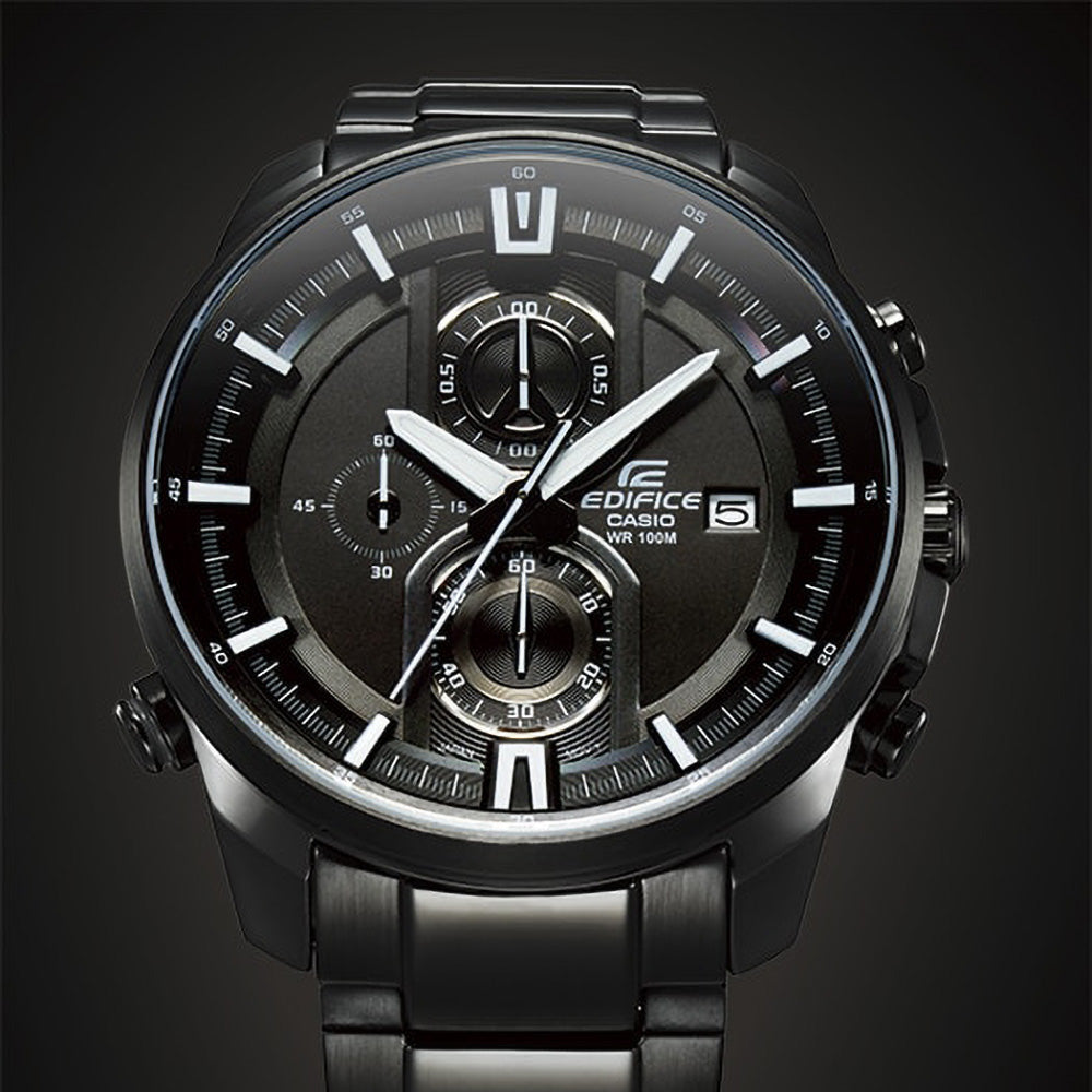 CASIO EDIFICE BLACK ILLUMINATOR WATCH EFR533BK1A - DIAL CLOSE-UP