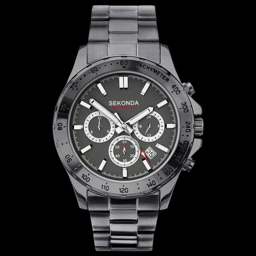 SEKONDA MEN'S GUNMETAL GREY CHRONOGRAPH WATCH