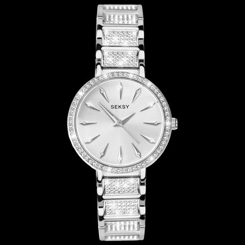 SEKSY LADIES AURORA SILVER CRYSTAL BRACELET WATCH