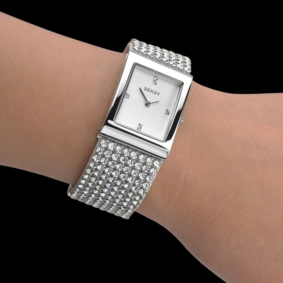 Seksy Ladies Krystal Silver Crystal Bracelet Watch Silver Steel