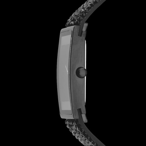 SEKSY LADIES ROCKS ALL BLACK SLIMLINE CRYSTAL BRACELET WATCH - SIDE VIEW