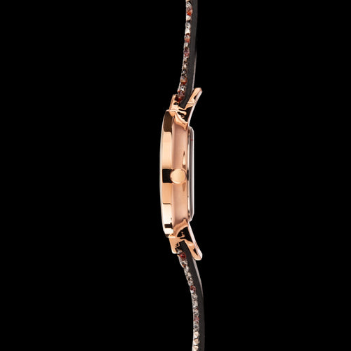SEKSY LADIES ROCKS ROSE GOLD COFFEE CRYSTAL BRACELET WATCH - SIDE VIEW