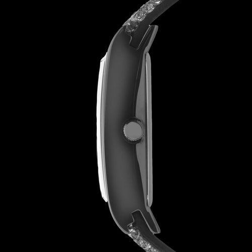 SEKSY LADIES ROCKS RECTANGLE GREY SILVER CRYSTAL BRACELET WATCH - SIDE VIEW