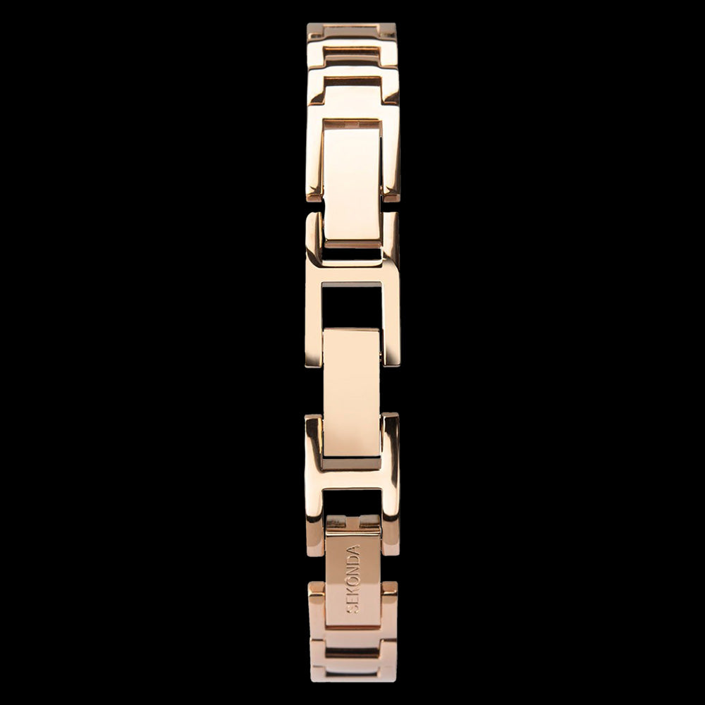 SEKSY LADIES ROCKS MINIMAL ROSE GOLD BLACK CRYSTAL BRACELET WATCH - BACK VIEW