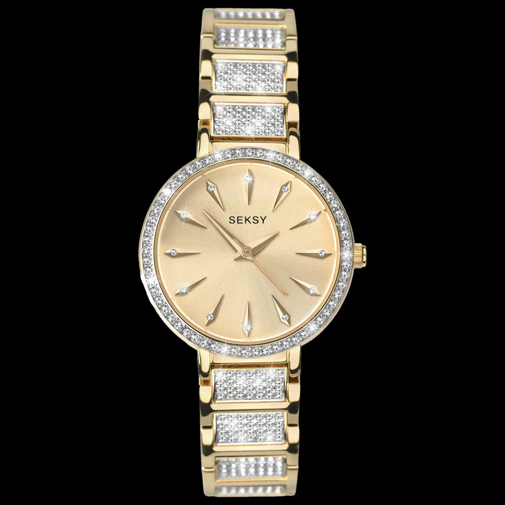 SEKSY LADIES AURORA GOLD CRYSTAL BRACELET WATCH