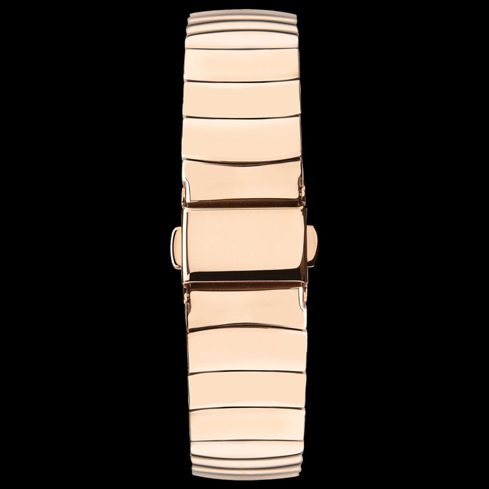 SEKSY LADIES ROCKS THIN RECTANGLE ROSE GOLD BLACK CRYSTAL BRACELET WATCH - BACK VIEW