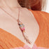 THOMAS SABO ROSE GOLD RAINBOW PARROT PENDANT - MODEL VIEW CLOSE-UP