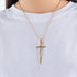 THOMAS SABO GOLD CROWN HILT SWORD PENDANT - FEMALE MODEL VIEW