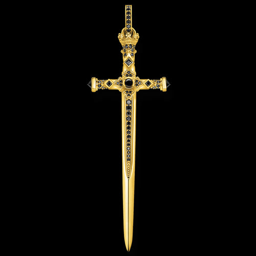 THOMAS SABO GOLD CROWN HILT SWORD PENDANT