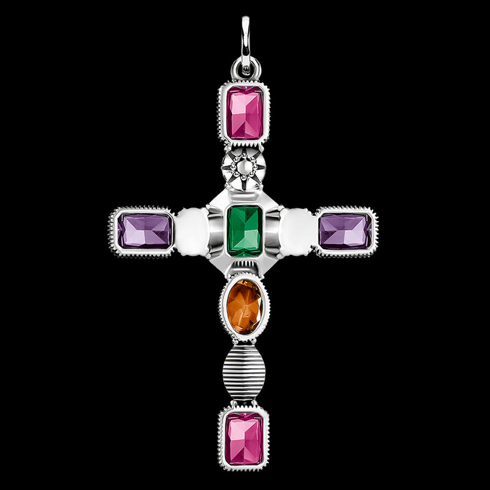 THOMAS SABO SILVER VINTAGE COLOURS CROSS PENDANT - BACK VIEW