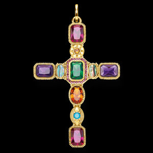 THOMAS SABO GOLD VINTAGE COLOURS CROSS PENDANT