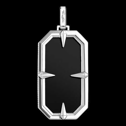 THOMAS SABO SILVER ONYX COMPASS STAR DOG TAG PENDANT - BACK VIEW