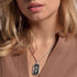 THOMAS SABO SILVER ONYX COMPASS STAR DOG TAG PENDANT - FEMALE MODEL VIEW