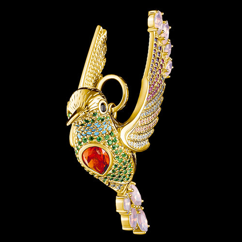THOMAS SABO GOLD COLOURFUL HUMMINGBIRD LARGE PENDANT - SIDE VIEW