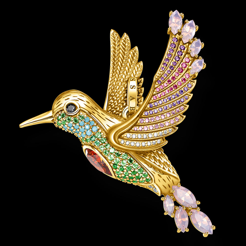 THOMAS SABO GOLD COLOURFUL HUMMINGBIRD LARGE PENDANT