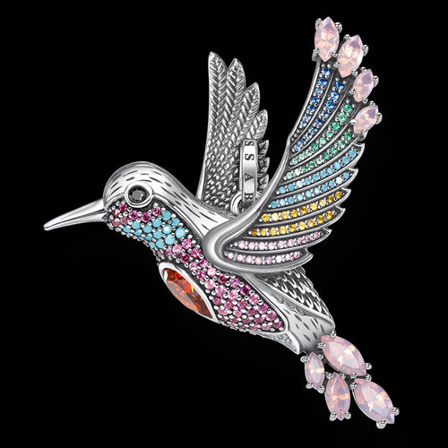 THOMAS SABO SILVER COLOURFUL HUMMINGBIRD LARGE PENDANT