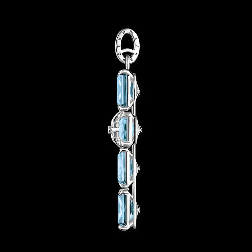 THOMAS SABO BLUE SPINEL GEMSTONE STAR CROSS PENDANT - SIDE VIEW