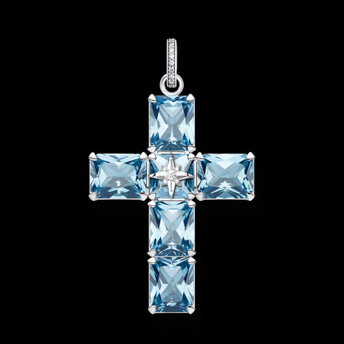 THOMAS SABO BLUE SPINEL GEMSTONE STAR CROSS PENDANT