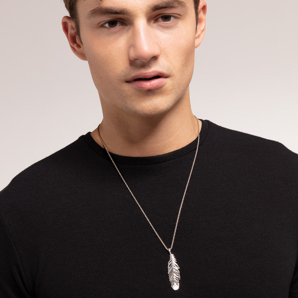 THOMAS SABO FEATHER PENDANT - MALE MODEL VIEW