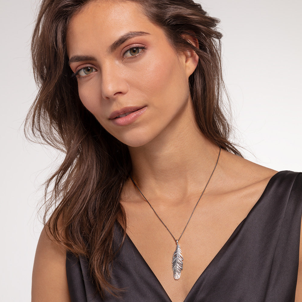 THOMAS SABO FEATHER PENDANT - FEMALE MODEL VIEW