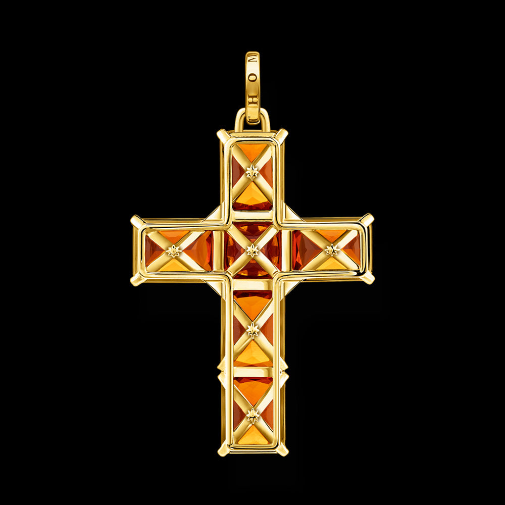 THOMAS SABO ORANGE GEMSTONE CROSS PENDANT - BACK VIEW
