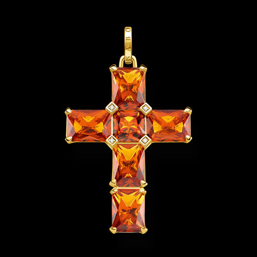 THOMAS SABO ORANGE GEMSTONE CROSS PENDANT