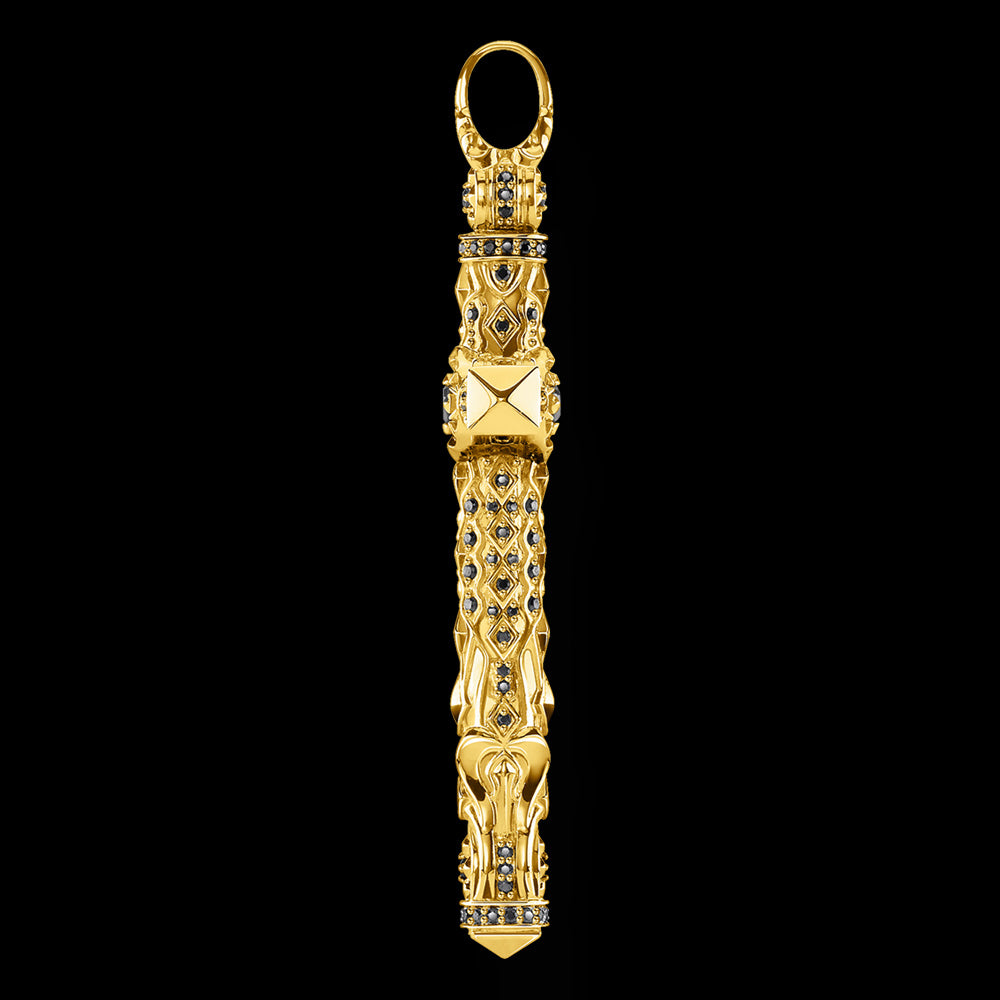 THOMAS SABO GOLD MEDIEVAL CROSS PENDANT - SIDE VIEW