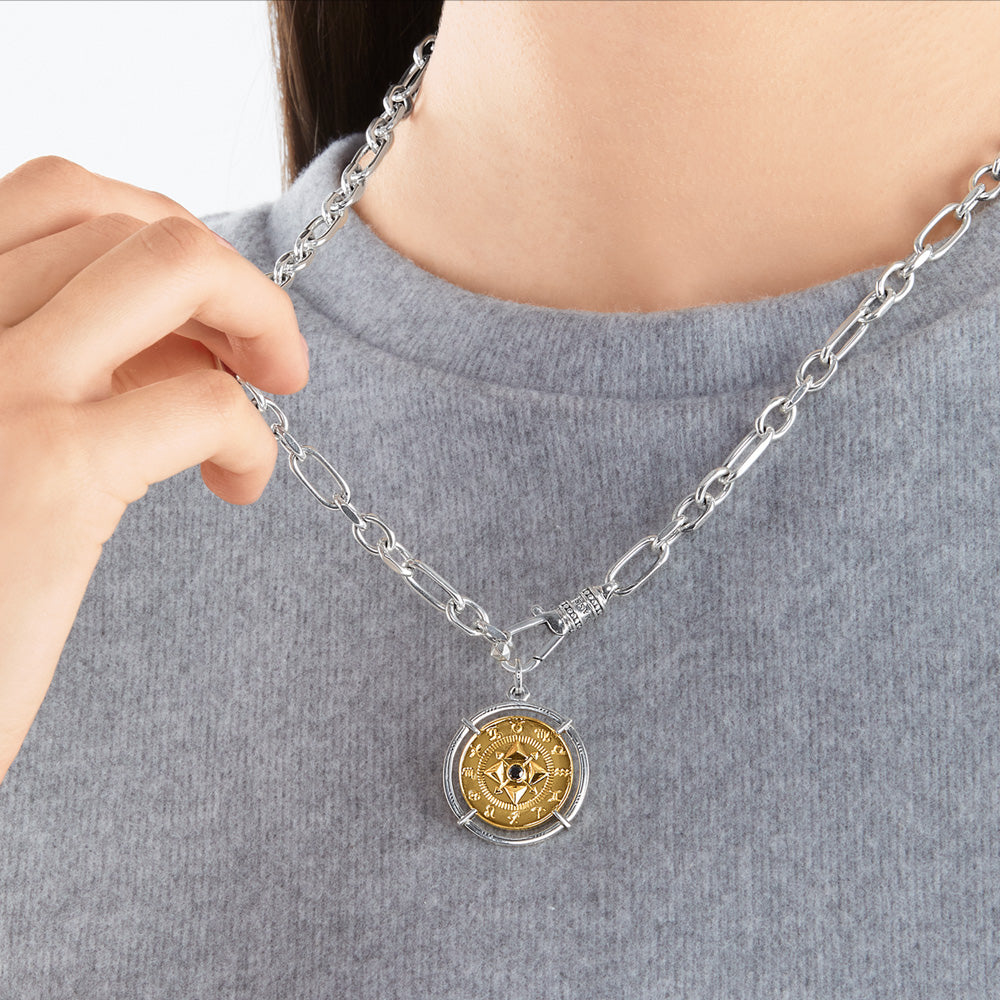 THOMAS SABO GOLD ELEMENTS OF NATURE PENDANT - FEMALE MODEL VIEW