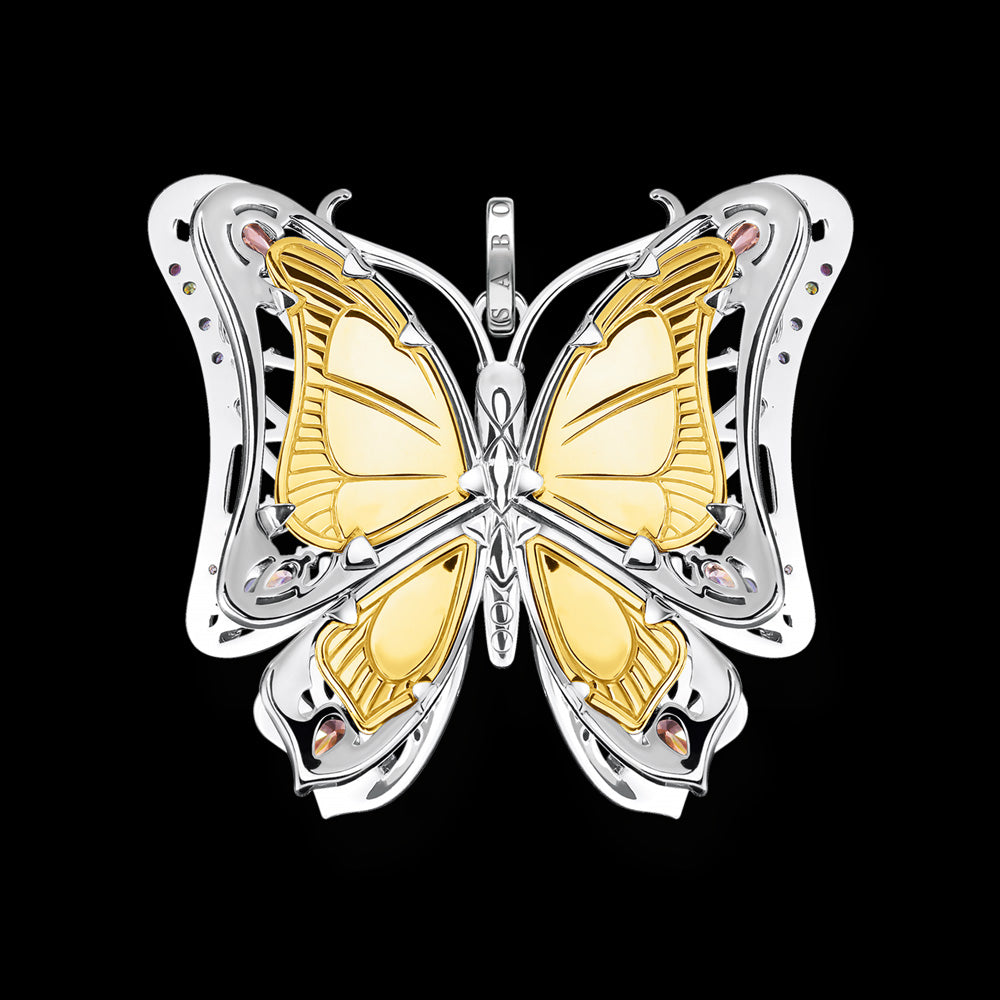THOMAS SABO SILVER JEWELLED BUTTERFLY PENDANT - BACK VIEW
