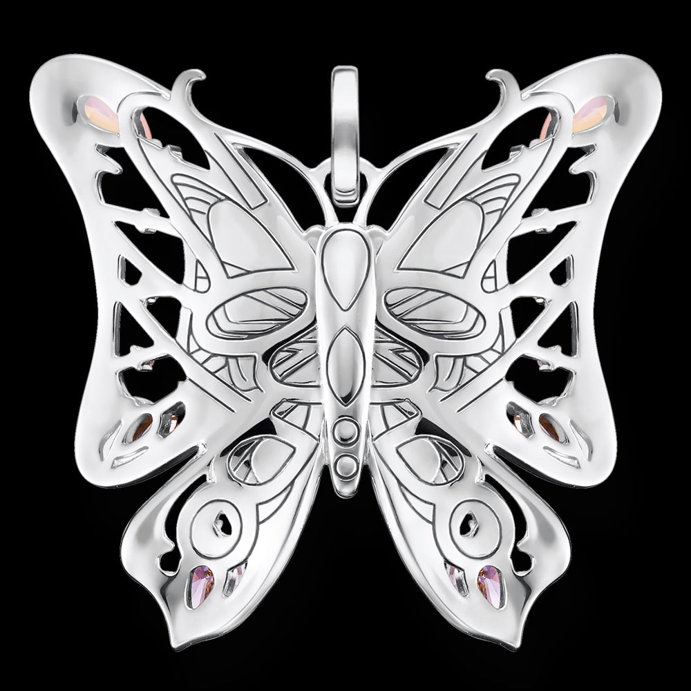 THOMAS SABO SILVER JEWELLED BUTTERFLY LARGE PENDANT - BACK VIEW