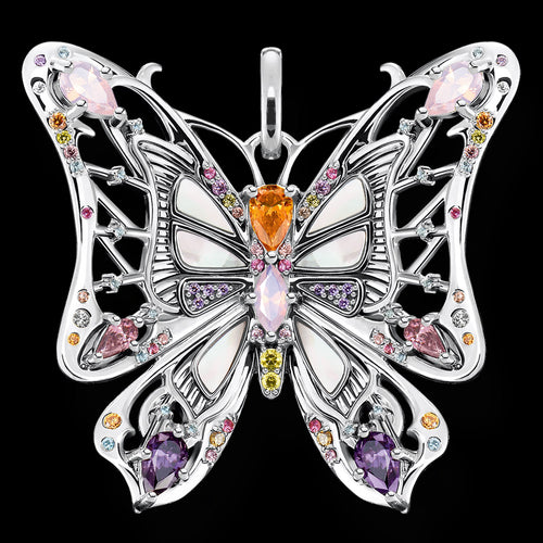 THOMAS SABO SILVER JEWELLED BUTTERFLY LARGE PENDANT