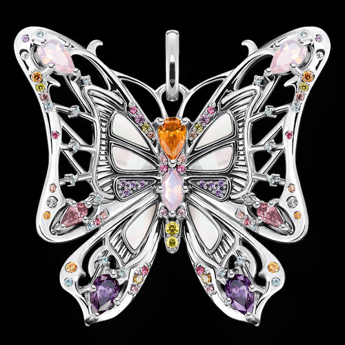 THOMAS SABO SILVER JEWELLED BUTTERFLY LARGE PENDANT