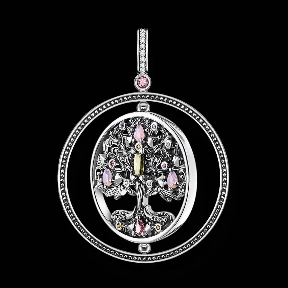 THOMAS SABO SILVER CZ TREE OF LOVE SWIVEL PENDANT