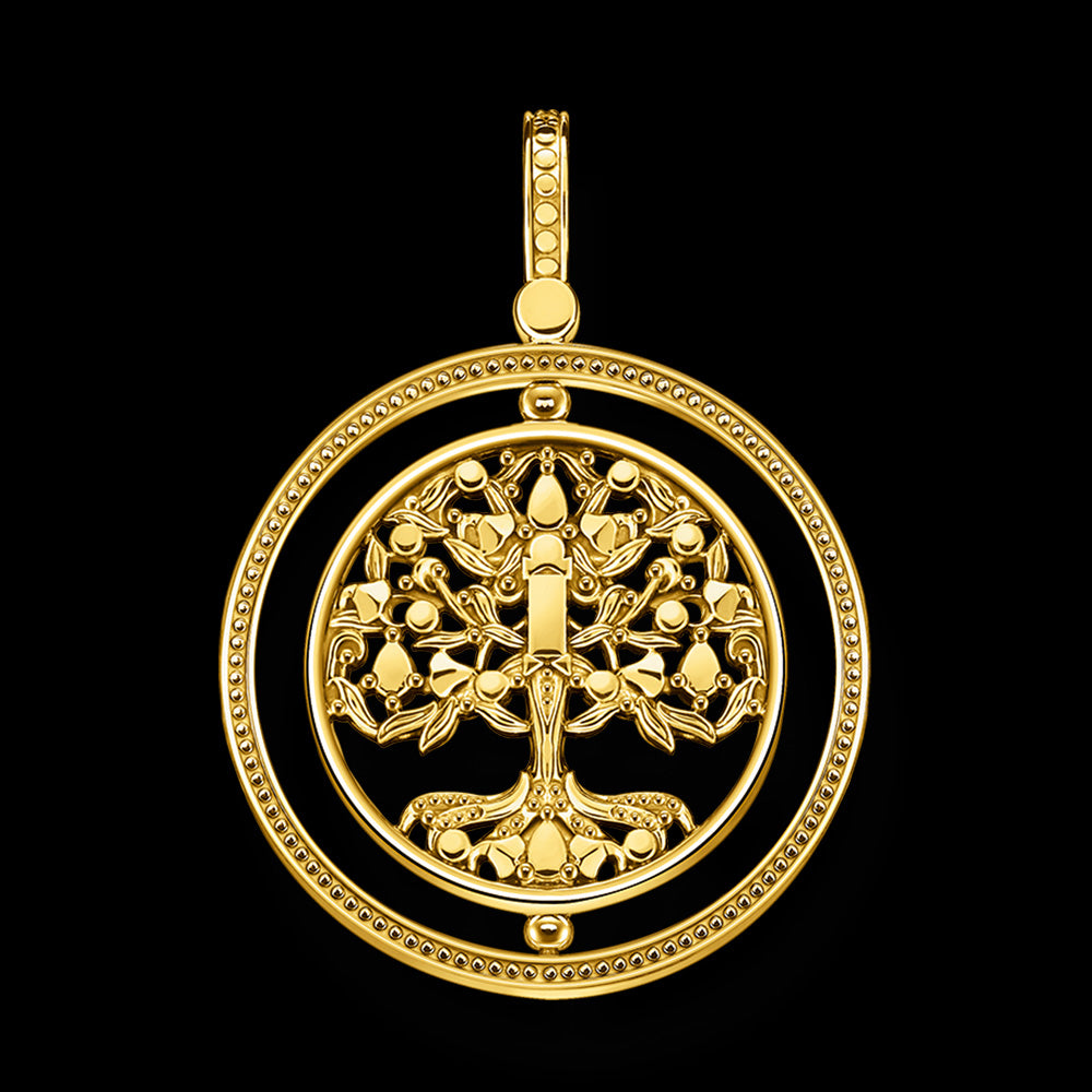 THOMAS SABO GOLD CZ TREE OF LOVE SWIVEL PENDANT - BACK VIEW