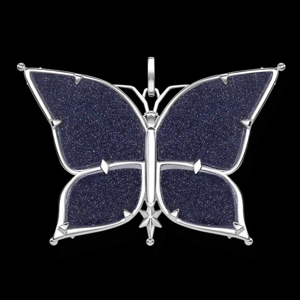 THOMAS SABO SILVER BUTTERFLY STAR MOON LARGE PENDANT - BACK VIEW