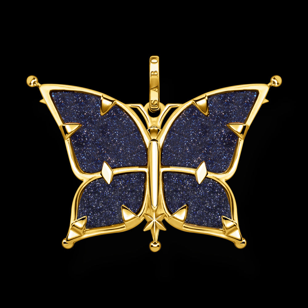 THOMAS SABO GOLD BUTTERFLY STAR MOON PENDANT - BACK VIEW
