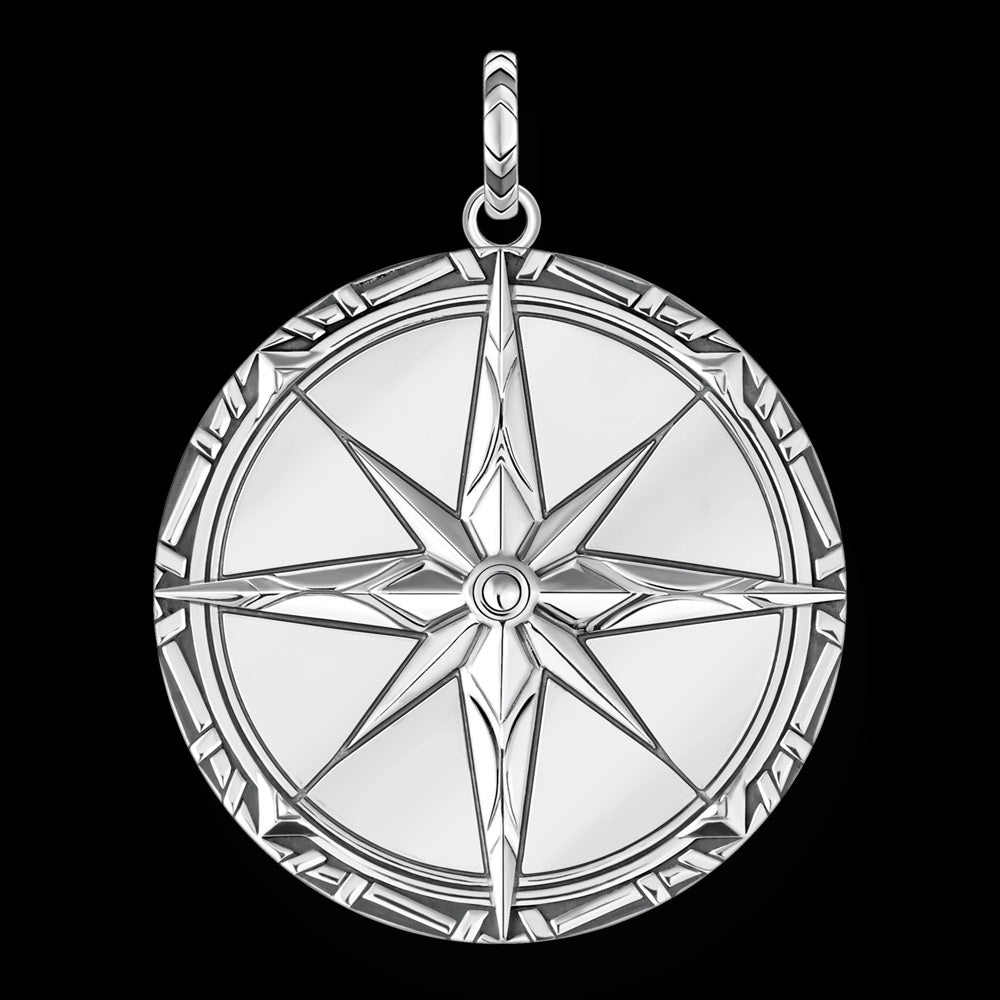 THOMAS SABO SILVER ONYX COMPASS PENDANT - BACK VIEW