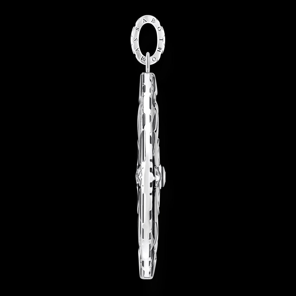 THOMAS SABO SILVER ONYX COMPASS PENDANT - SIDE VIEW