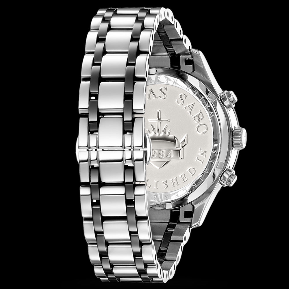 THOMAS SABO MEN'S BLACK SILVER REBEL URBAN WATCH - BACK VIEW