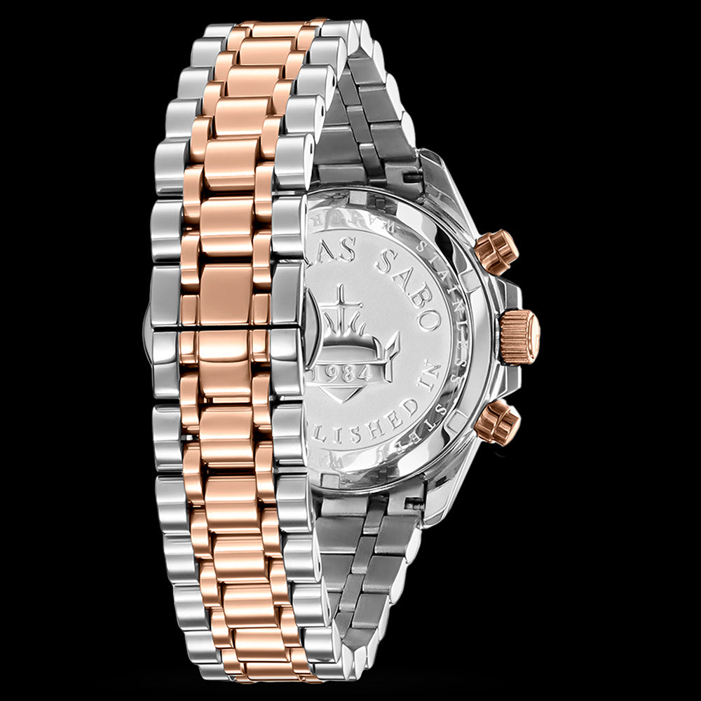 THOMAS SABO LADIES ROSE GOLD SILVER DIVINE CHRONO WATCH - BACK VIEW