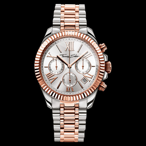 THOMAS SABO LADIES ROSE GOLD SILVER DIVINE CHRONO WATCH