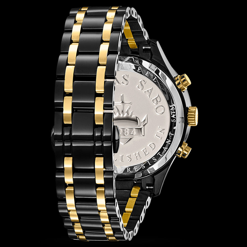 THOMAS SABO MEN'S BLACK GOLD REBEL URBAN WATCH - BACK VIEW