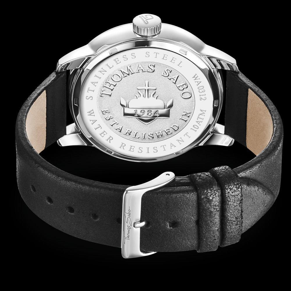 THOMAS SABO MEN'S TAUPE DIAL LEATHER REBEL AT HEART WATCH - BACK VIEW