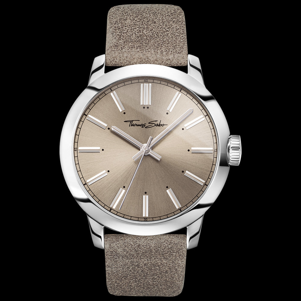 THOMAS SABO MEN'S TAUPE DIAL LEATHER REBEL AT HEART WATCH
