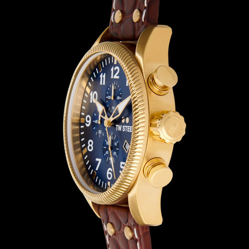 TW STEEL VOLANTE GOLD BLUE DIAL CHRONOGRAPH MEN'S WATCH VS114 - SIDE VIEW