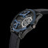 POLICE MEN'S WING BLUE IP LEATHER WATCH - TILT VIEW