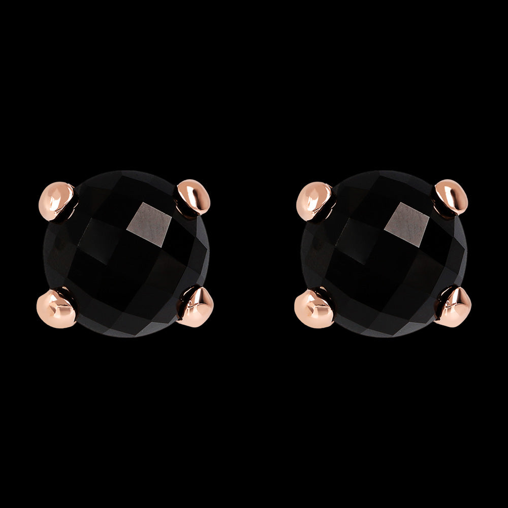 BRONZALLURE BLACK ONYX STUD EARRINGS