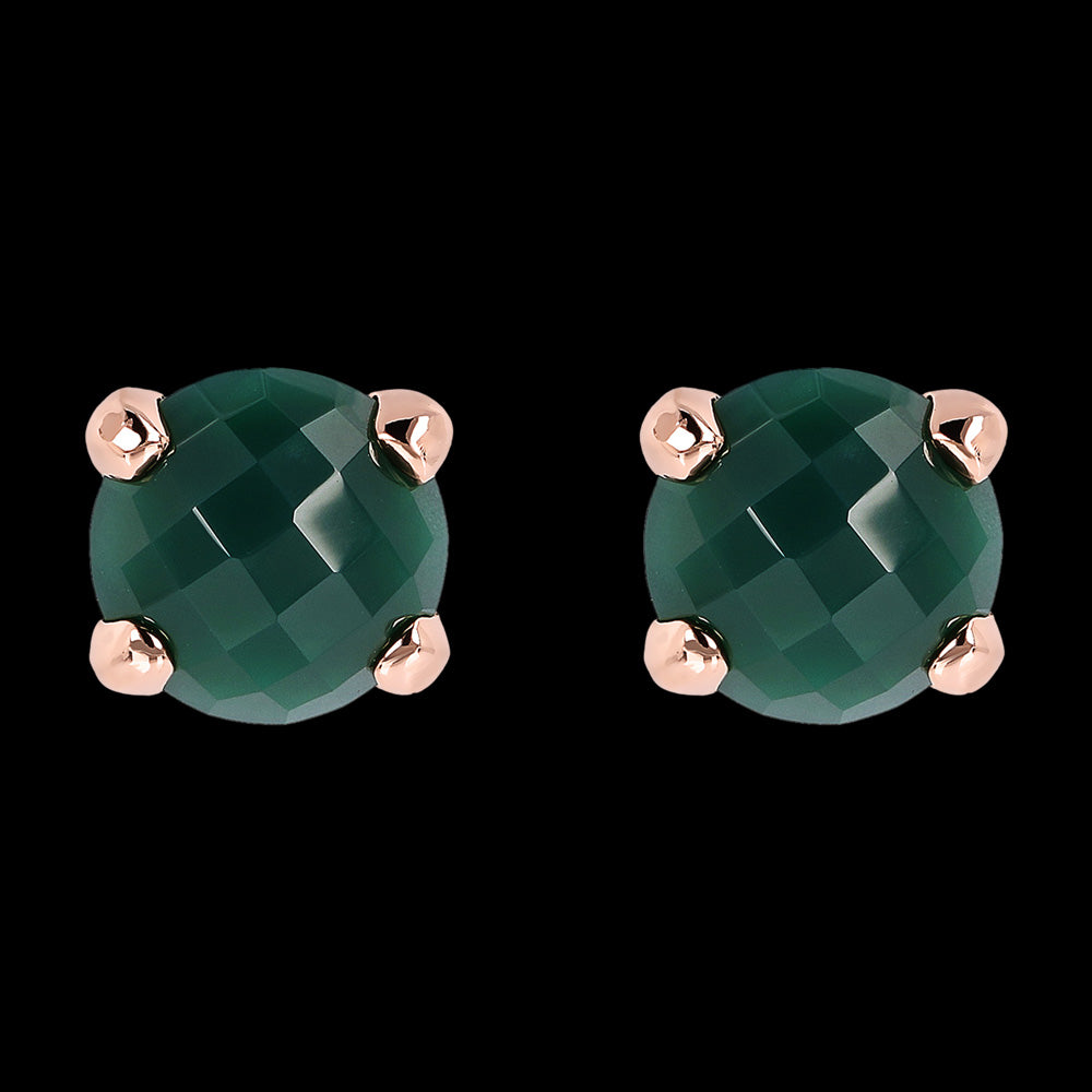 BRONZALLURE GREEN CHARLCEDONY STUD EARRINGS