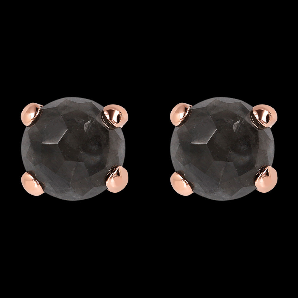 BRONZALLURE GREY QUARTZ STUD EARRINGS