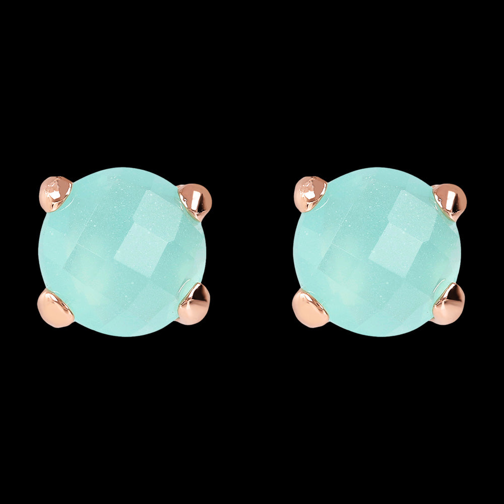 BRONZALLURE AQUA CHALCEDONY STUD EARRINGS